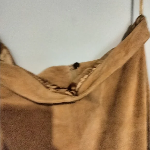 Chico's Studded lined Cognac Genuine Suede Skirt, women's size 1. - Picture 5 of 5